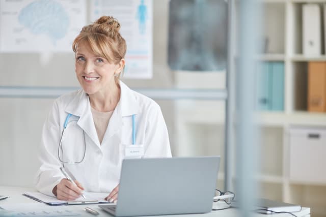 Doctor using AI-powered documentation tool